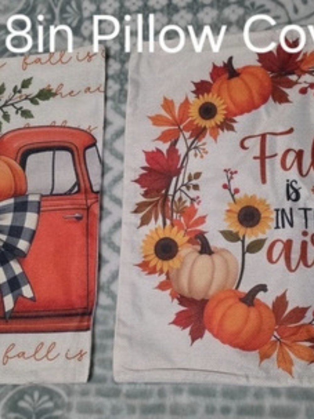 18x18 Fall Pillow Covers in Orange & White